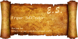 Erger Sándor névjegykártya